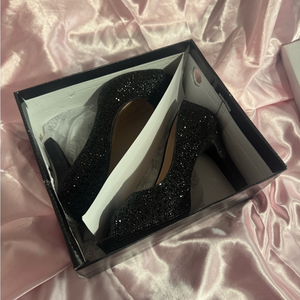 De Blossom Collection Black Sparkle Heels
